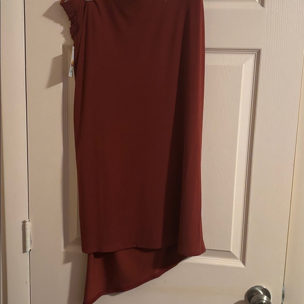 Nine West Asymmetrical Skirt in Rich Rust - Picture 2 of 3